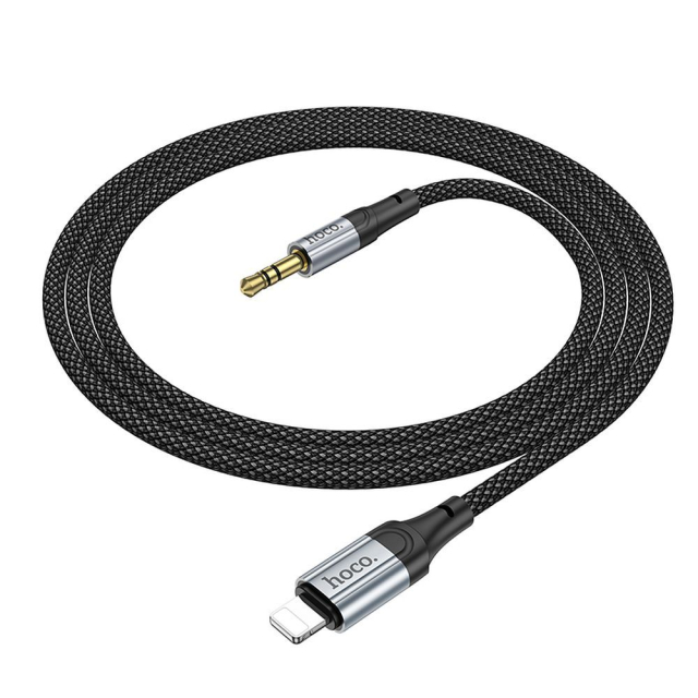 Kabel AUX Lightning – 3,5 mm jack Hoco, 1 m, UPA26, černý