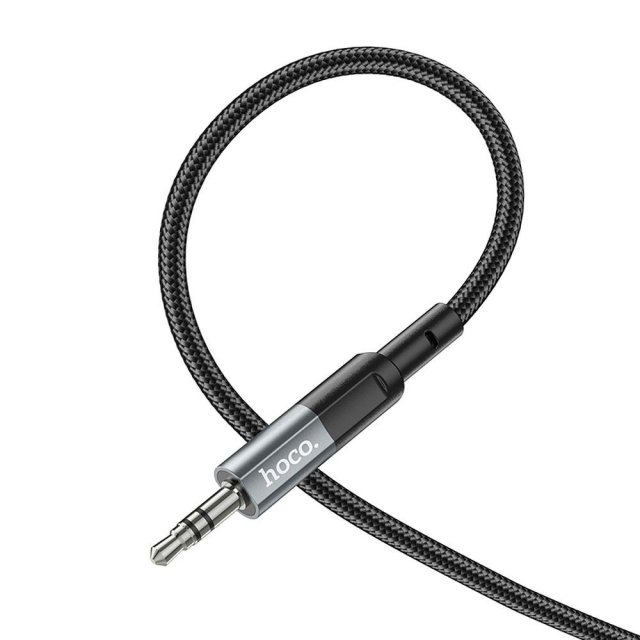Kabel AUX z konektoru 3,5 mm na konektor 3,5 mm Hoco, 1 m, UPA23, kovově šedý