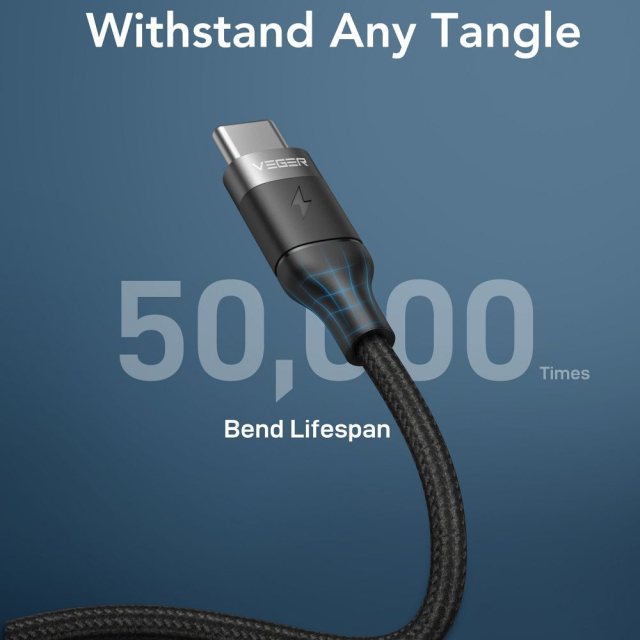 Kabel typu C na typ C VEGER PD 5 A 100 W CC02 1,5 m černý