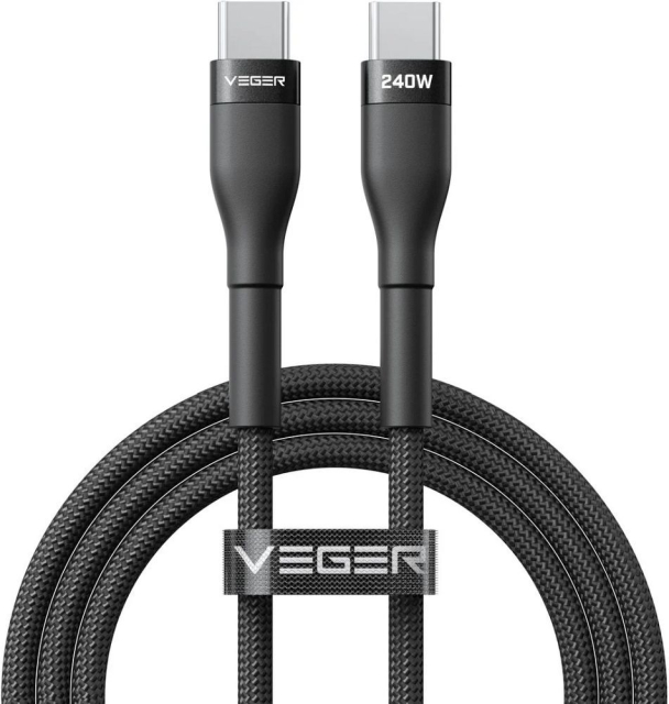 Kabel typu C na typ C VEGER PD 5 A 240 W CC03 1,5 m černý