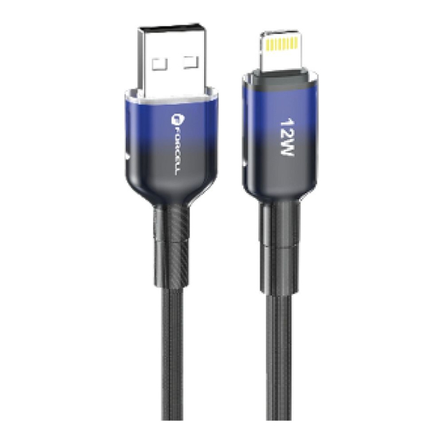 Kabel USB A na Lightning Forcell F-Energy 2,4 A 12 W s barevným přechodem, 1 m, C353, černý