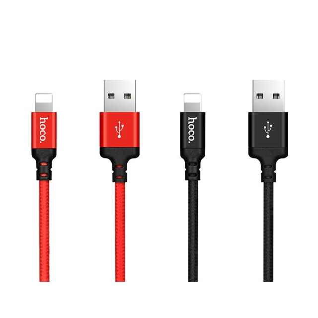 Kabel USB A na Lightning Hoco, 1 m, 4, černý, červený