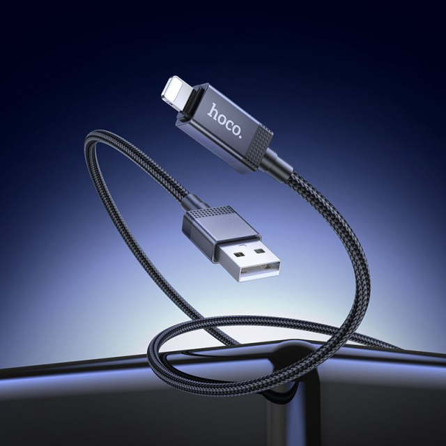 Kabel USB A na Lightning Hoco 2,4 A s displejem, 1 m, X118, černý
