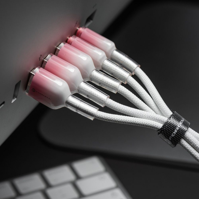 Kabel USB A na Micro USB Forcell F-Energy QC3.0 2,4 A 18 W s barevným přechodem, 1 m, C351, bílý