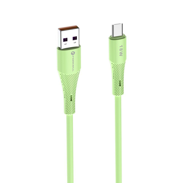 Kabel USB A na Micro USB Forcell F-Energy QC3.0 2,4 A 18 W, silikonový, 1 m, C341, zelený