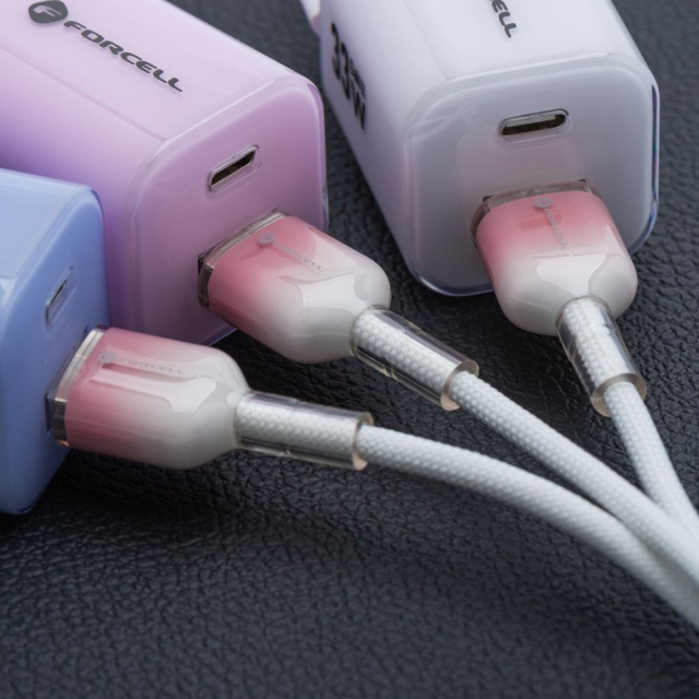 Kabel USB A na USB C Forcell F-Energy QC4.0 3 A 66 W s barevným přechodem, 1 m, C352, bílý