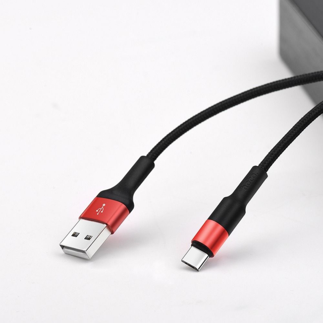 Kabel USB A na USB C Hoco 2A, 1 m, X26, černý a červený