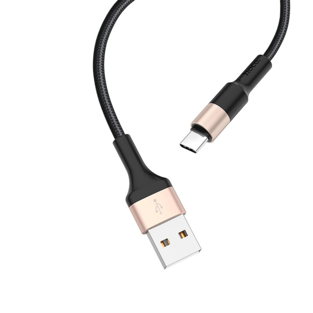 Kabel USB A na USB C Hoco 2A, 1 m, X26, černý se zlatými prvky