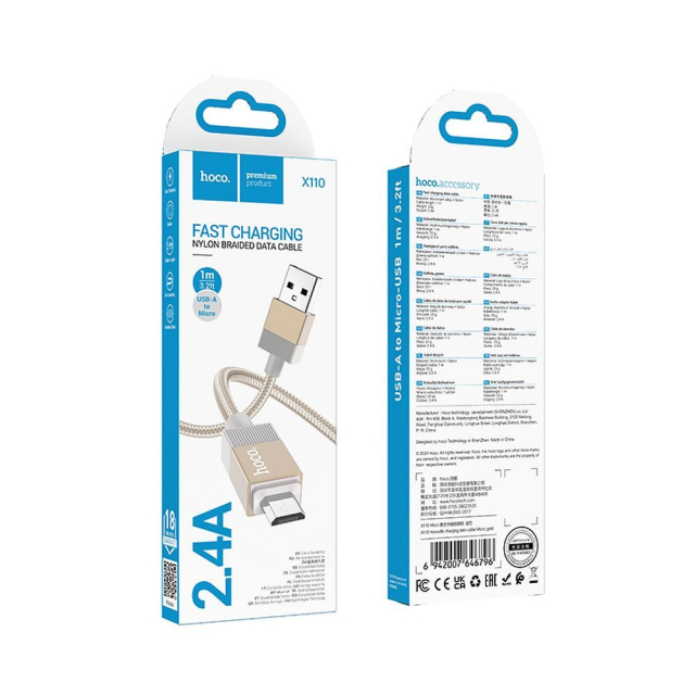 Kabel USB A na USB C Hoco 3 A, 1 m, X110, zlatý