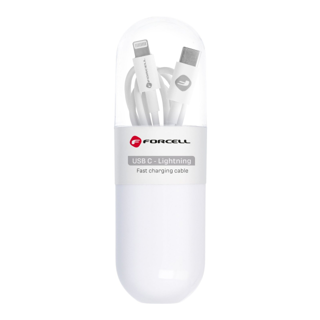 Kabel USB-C na Lightning Forcell F-Energy PD 27 W, trubkový, 1 m, C291, bílý