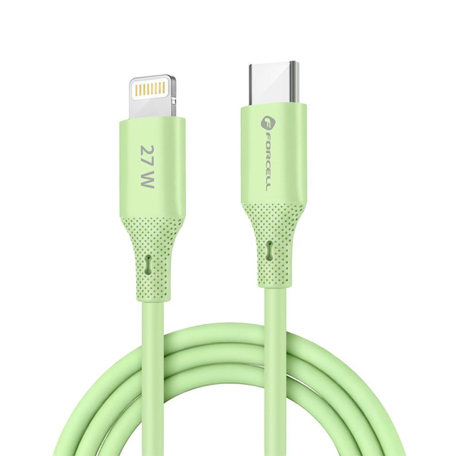 Kabel USB-C na Lightning Forcell F-Energy PD 3 A 27 W, silikonový, 1 m, C346, zelený