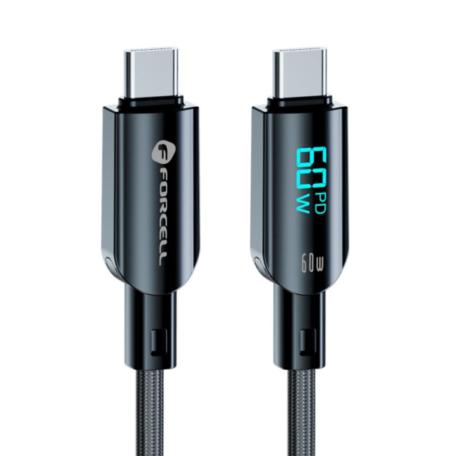 Kabel USB-C na USB-C Forcell F-Energy QC4.0 PD 3 A 60 W Digital 1,2 m C274 černý