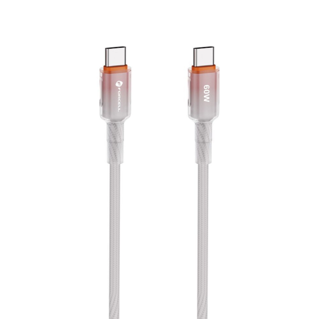 Kabel USB-C na USB-C Forcell F-Energy QC4.0 PD 3 A 60 W s barevným přechodem, 1 m, C354, bílý