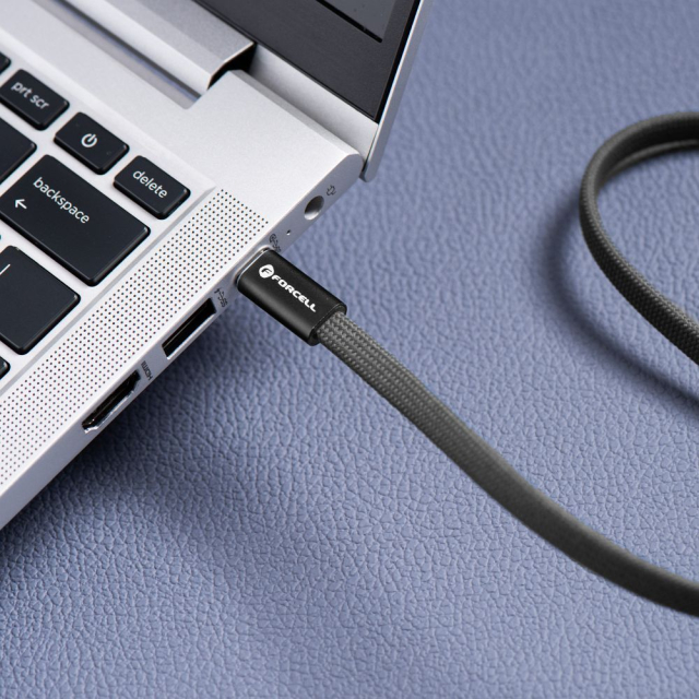 Kabel USB-C na USB-C Forcell F-Energy QC4.0 PD 3A 60 W Cafule Flat 1,2 m CCFN23 černý