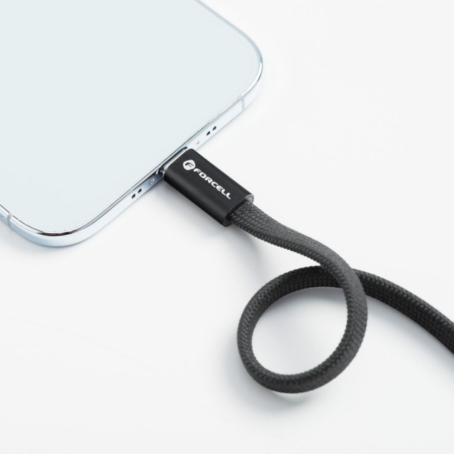 Kabel USB-C na USB-C Forcell F-Energy QC4.0 PD 5 A 100 W Cafule Flat 1,2 m CCFN23 černý
