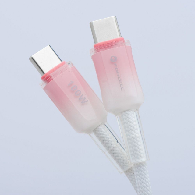 Kabel USB-C na USB-C Forcell F-Energy QC4.0 PD 5 A 100 W s barevným přechodem, 1 m, C357, bílý