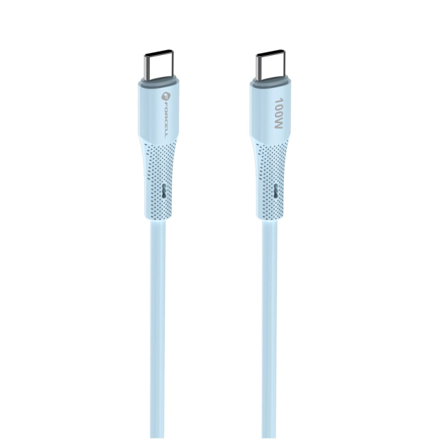 Kabel USB-C na USB-C Forcell F-Energy QC4.0 PD 5 A 100 W, silikonový, 1 m, C347, modrý