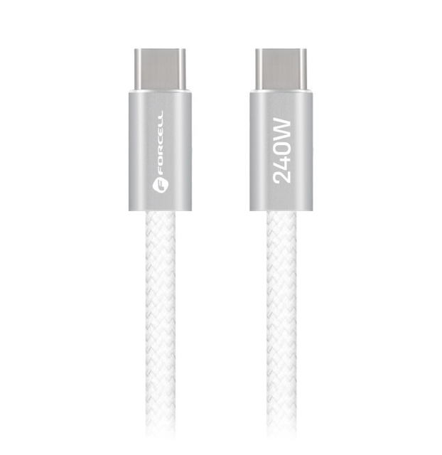 Kabel USB-C na USB-C Forcell F-Energy QC4.0 PD 5 A 240 W Cafule Flat 1,2 m CCFN23 bílý