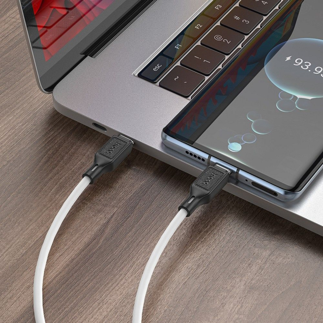 Kabel USB-C na USB-C Hoco 3 A, 60 W, 1 m, X90, bílý