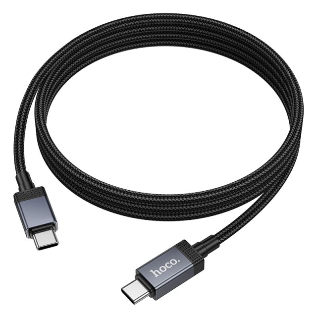 Kabel USB-C na USB-C Hoco 3 A, 60 W, s displejem, 1 m, X118, černý