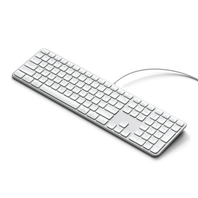 Kabelová klávesnice USB A/USB C, rozložení QWERTY, kompatibilní s Mac i Windows, Satechi Slim LX3, kabelová, stříbrná