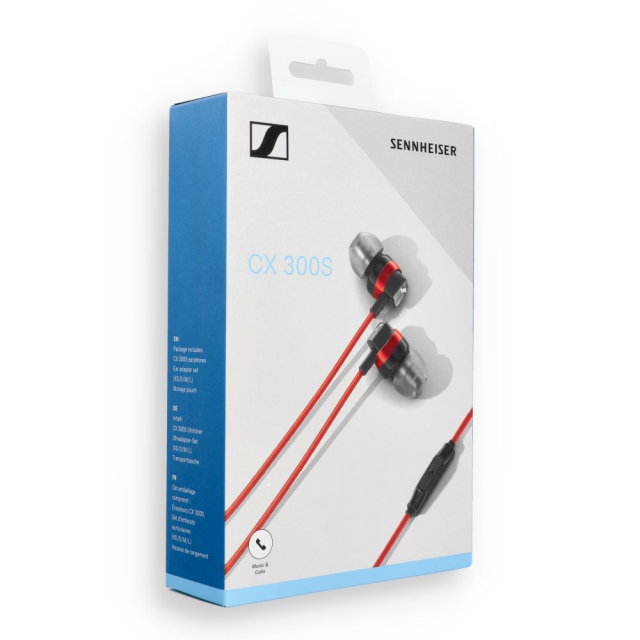 Kabelová sluchátka s konektorem 3,5 mm Sennheiser CX 300S, červená