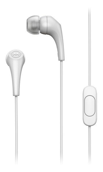 Kabelová sluchátka s mikrofonem, 3,5 mm, MOTOROLA Ear Buds 2-S, bílá