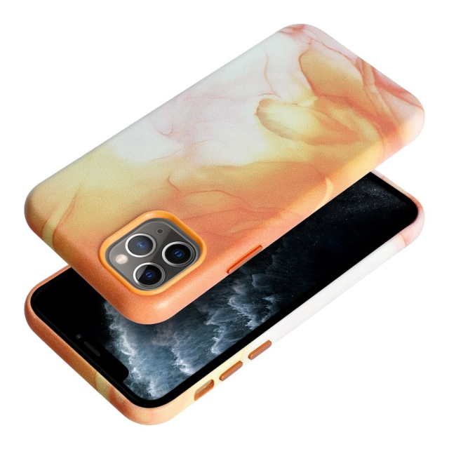 Kožené pouzdro s obálkou pro iPhone 11 Pro v oranžovém provedení „splash“