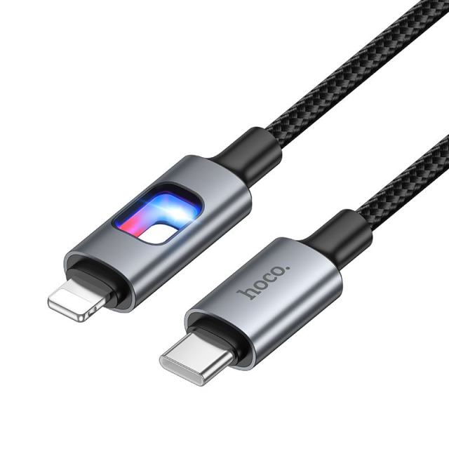 LED kabel USB-C na Lightning Hoco PD 27 W, 1,2 m, U144, černý