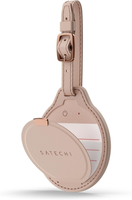 Lokalizátor kompatibilní s funkcí Apple Find My, zavazadlová visačka Satechi FindAll, tvar, veganská kůže, ST-LFALTW, barva desert rose