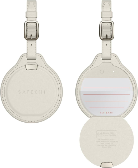 Lokalizátor kompatibilní s funkcí Apple Find My, zavazadlová visačka Satechi FindAll, tvar, veganská kůže, ST-LFALTW, písková barva