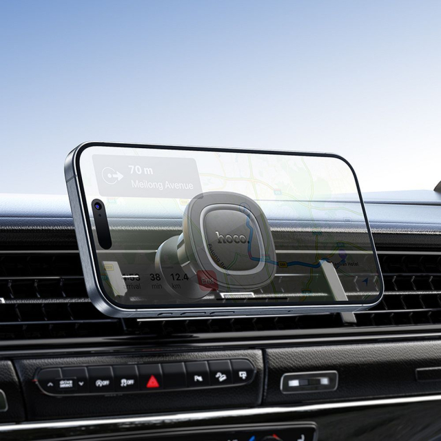 Magnetický držák na mobil do auta Hoco do ventilace H72, černý a šedý