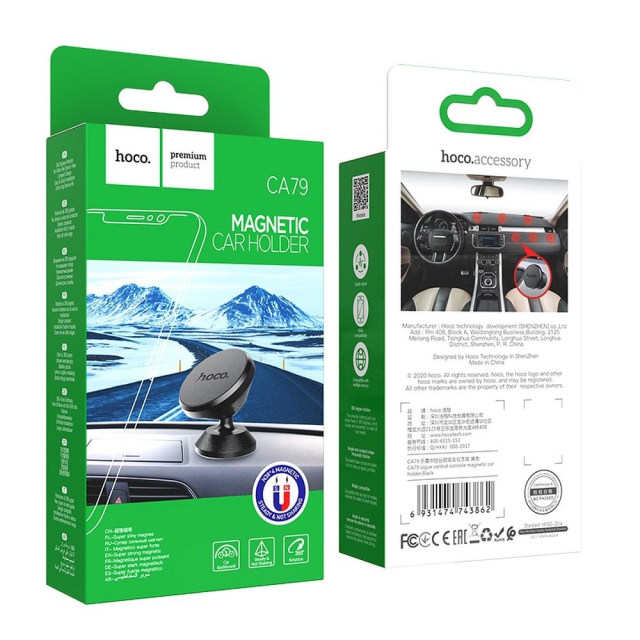 Magnetický držák na mobil do auta Hoco na palubní desku CA79, černý