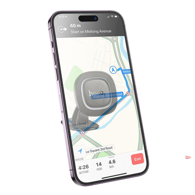 Magnetický držák na mobil do auta Hoco na palubní desku H73, černý a šedý