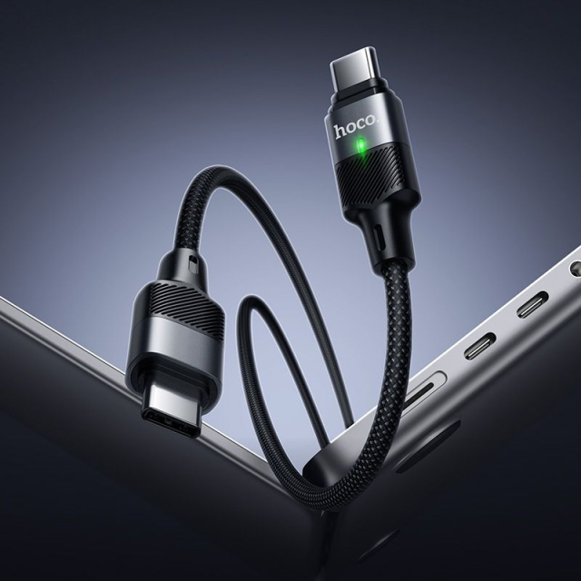 Magnetický kabel USB-C na USB-C Hoco QC3.0 PD 5 A 240 W 1,2 m U159 černý