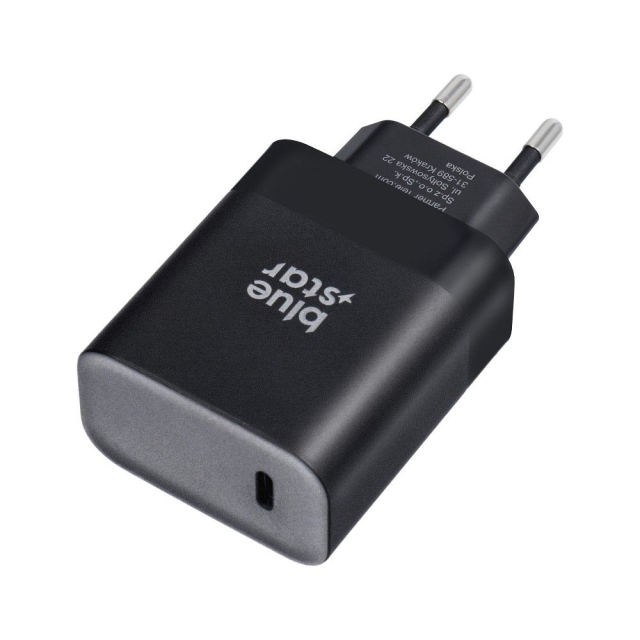 Nabíječka na telefon Blue Star USB-C QC 4.0 PD 3 A 45 W + kabel USB-C na USB-C TFB-TC-45WPD, černá