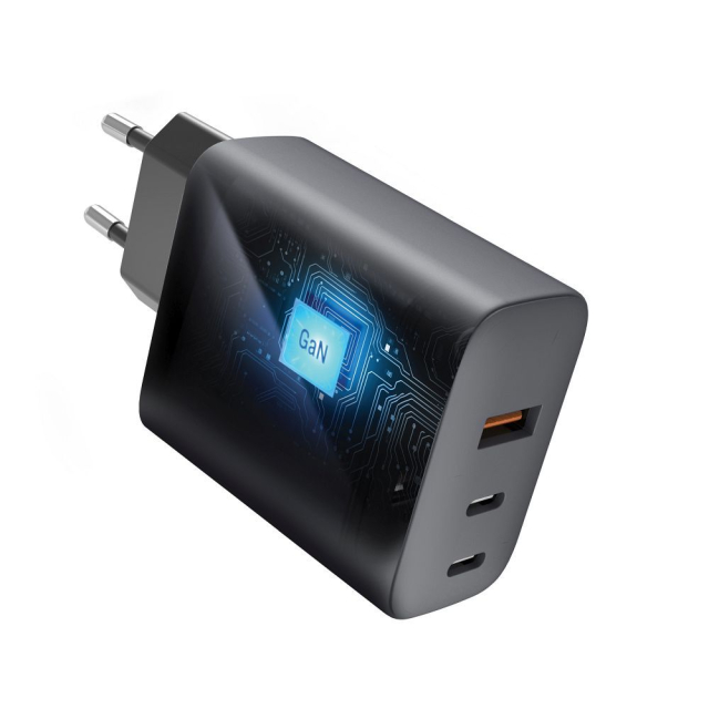 Nabíječka na telefon Forcell F-Energy GaN 2 x USB-C + USB-A QC4.0 PD 4 A 65 W VT-42B, šedá