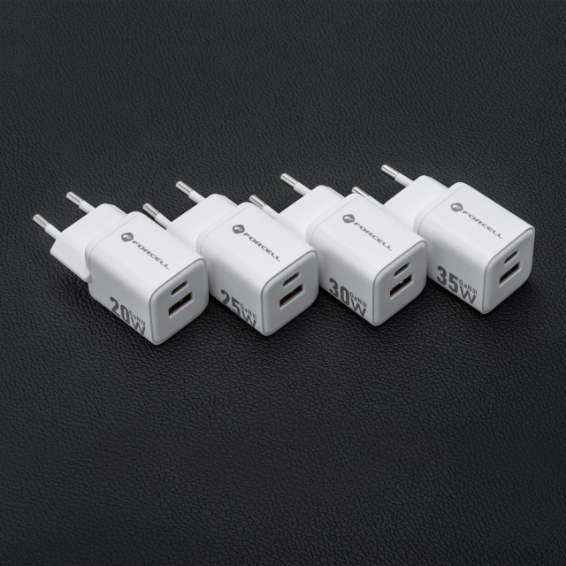Nabíječka na telefon Forcell F-Energy Mini GaN III USB-C + USB-A QC4.0 PD 30 W VT-35 bílá 0INT