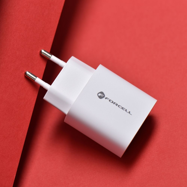 Nabíječka na telefon Forcell F-Energy USB-C + USB-A QC4.0 PD 3 A 30 W TFK-TC-30WPD, bílá