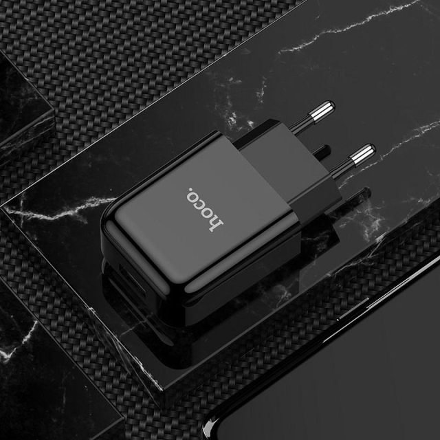 Nabíječka na telefon Hoco USB-A 2A 10 W + kabel USB-A na USB-C N2, černá
