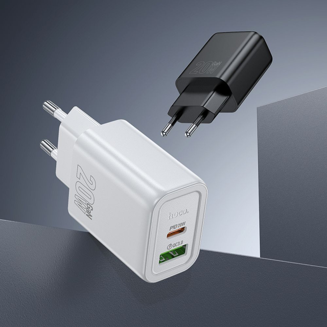 Nabíječka na telefon Hoco USB A + USB C QC3.0 PD 3 A 20 W, N61, černá