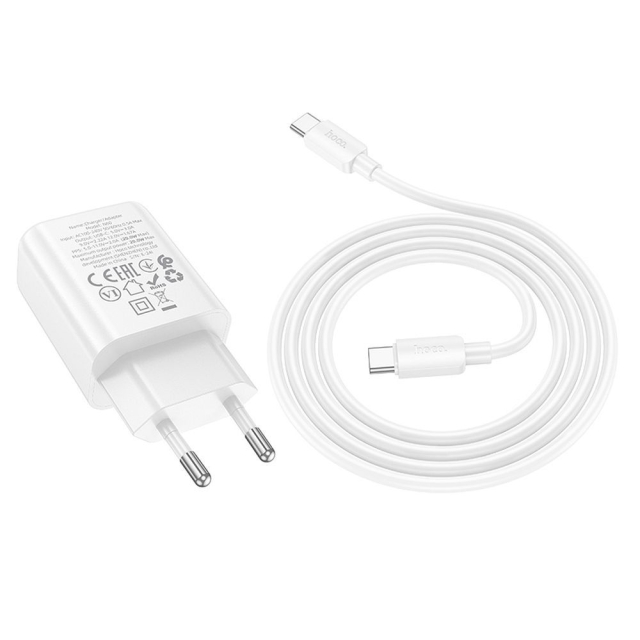 Nabíječka na telefon Hoco USB-C QC PD 20 W + kabel USB-C na Lightning N60, bílá