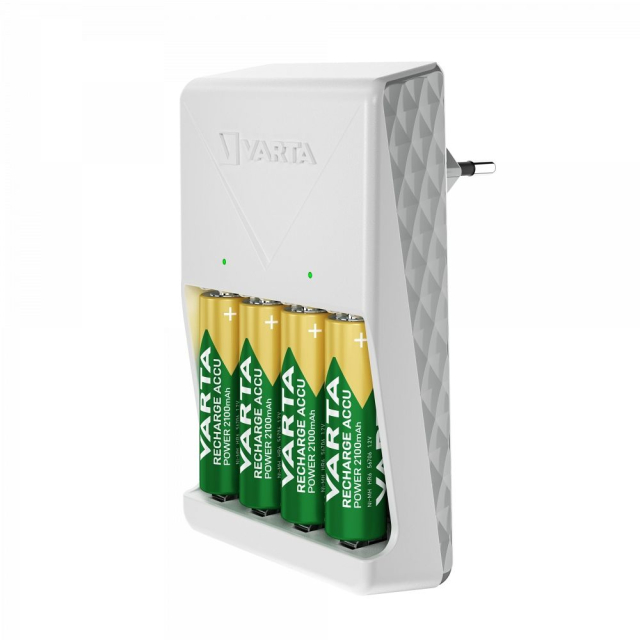 Nabíječka VARTA PLUG 57657 + 4 ks dobíjecích baterií R6 (AA) 2100 mAh
