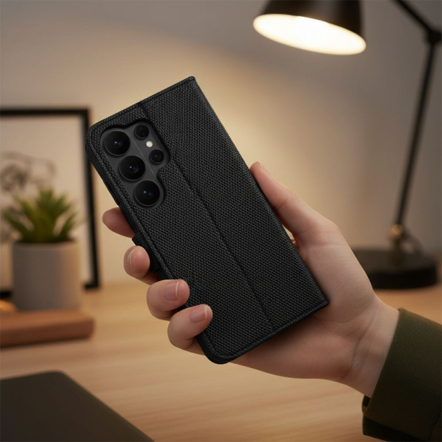 Otočné pouzdro pro Motorola G67 / G77, 4Card, s technologií RFID proti krádeži, černé