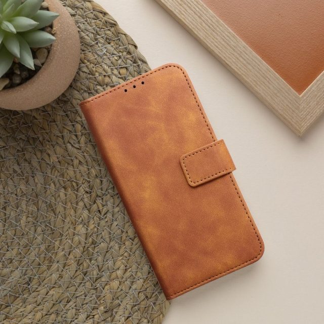 Otočné pouzdro pro Samsung A12 / M12 Tender Book, hnědé