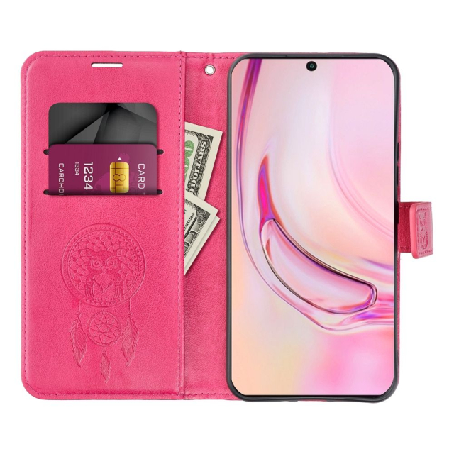 Otočné pouzdro pro Samsung A54 5G Mezzo Book „dreamcatcher“ v barvě magenta
