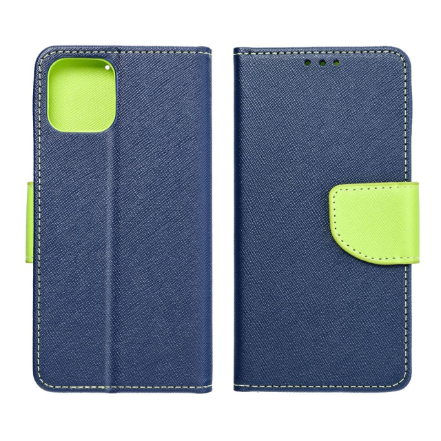 Otočné pouzdro pro Samsung A57 5G Fancy Book, tmavě modré / limetkové