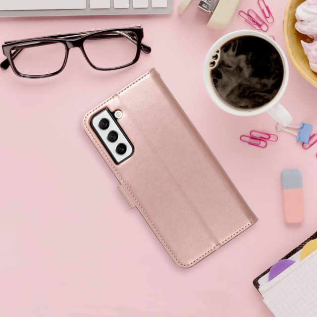 Otočné pouzdro pro Samsung A57 5G Mezzo Book, mandala, růžové zlato