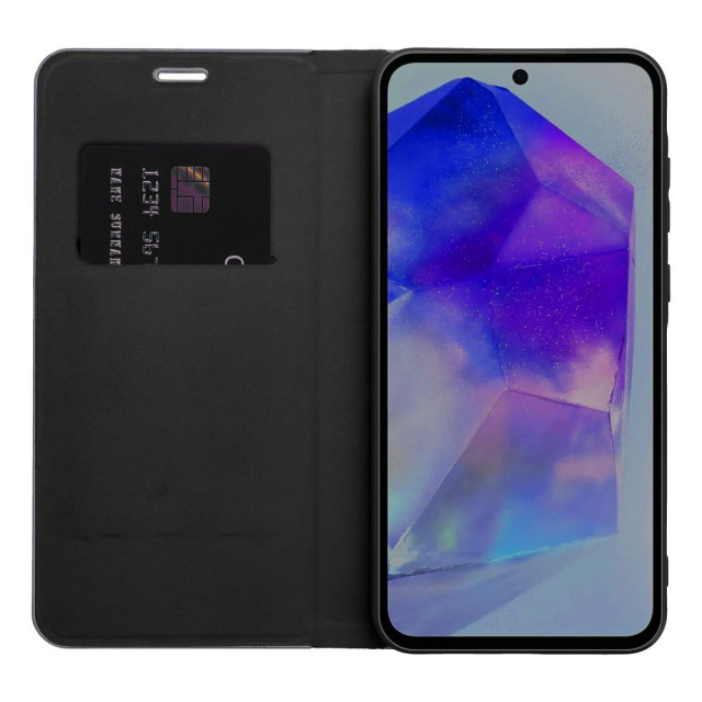 Otočné pouzdro pro Samsung A71 Luna Book, černá barva Carbon