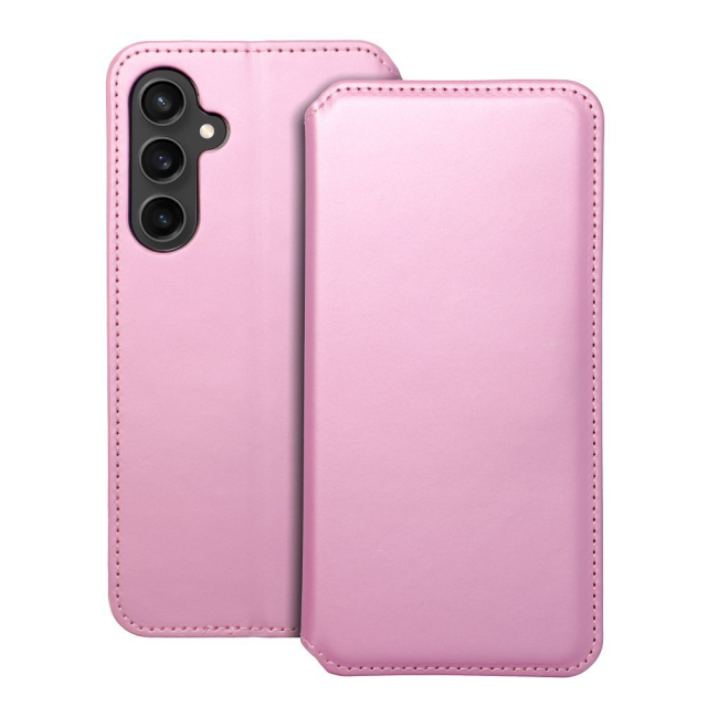 Otočné pouzdro pro Samsung S23 FE Dual Pocket Book, světle růžové